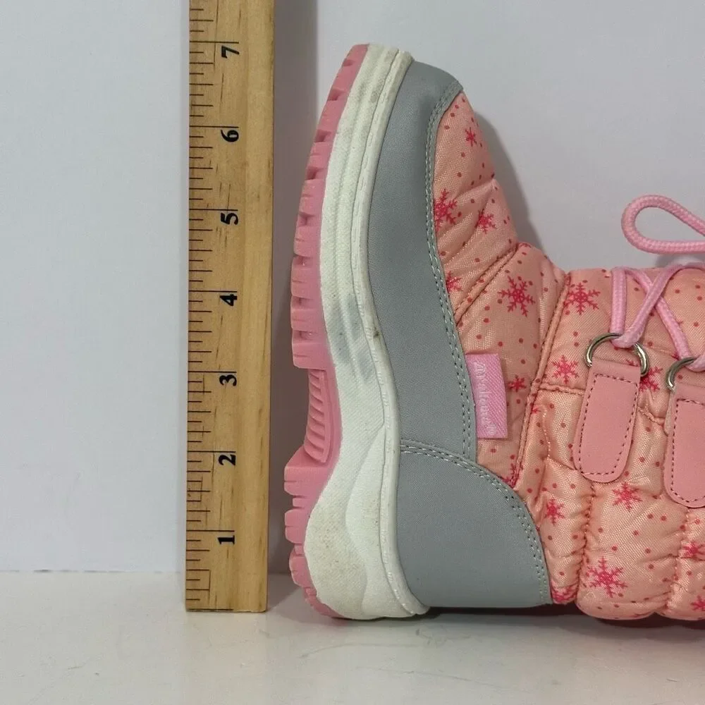 Apakowa Kids Pink and Gray Snow Boots | Little Girl Size 25 (8.5/9)